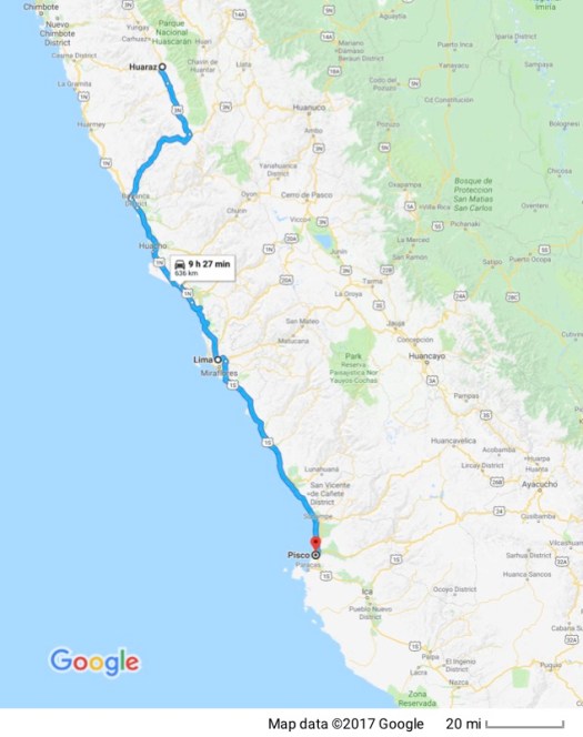 Huaraz to Pisco