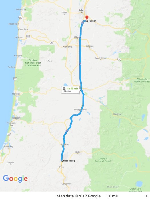 Roseburg to Turner