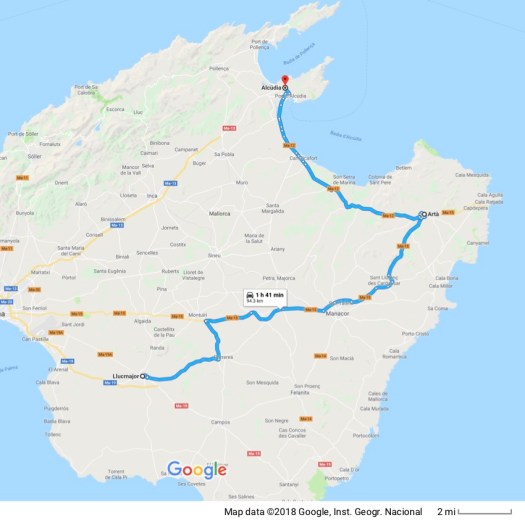 Llucmajor to Alcudia