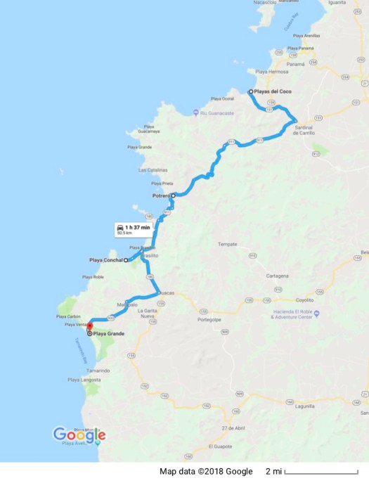 Playas de Coco to Playa Grande