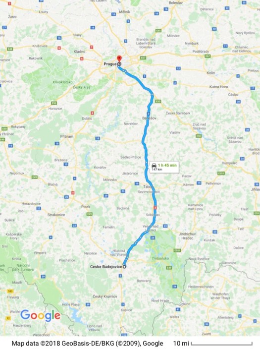Ceske Budejovice to Prague