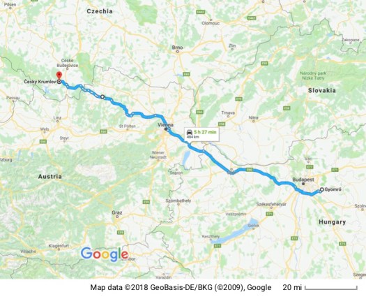 Gyomro to Cesky Krumlov