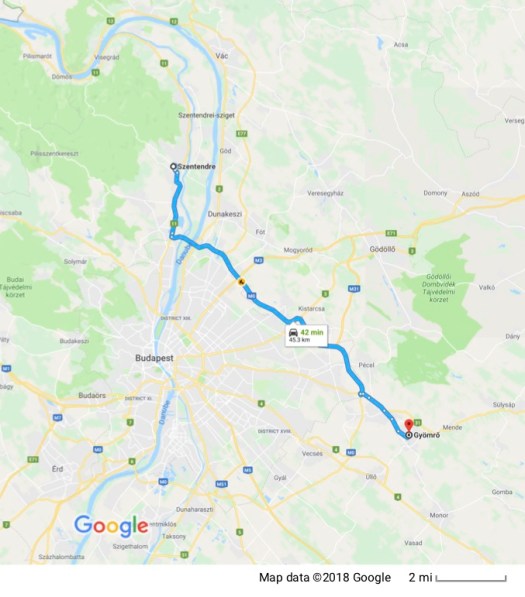 Gyomro to Szentendre