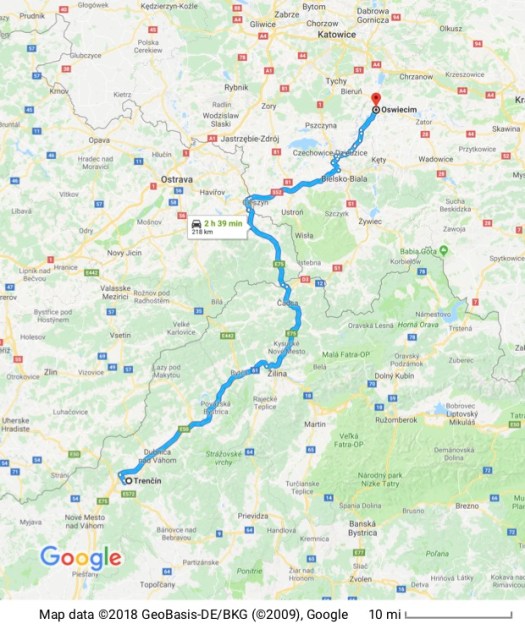 Oswiecim to Trencin