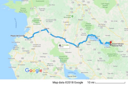 Playas de Coco to Volcan Arenal