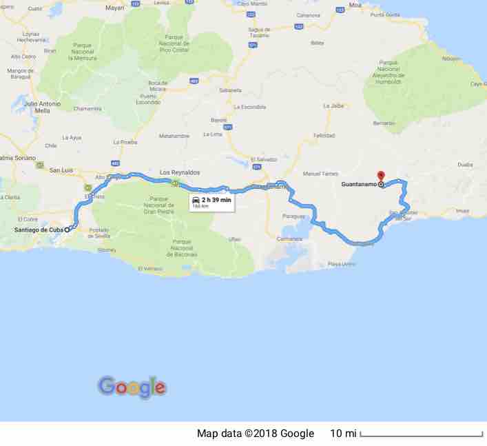 Santiago de Cuba to Guantanamo